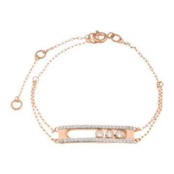 Bracelet in red gold of 585 assay value with zirconia 