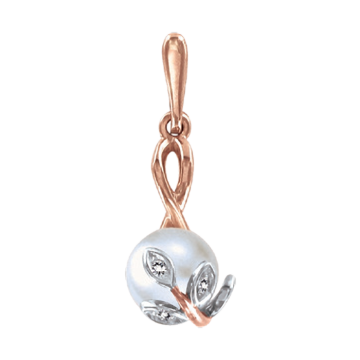 Pendant in red gold of 585 assay value with natural pearl and zirconia 