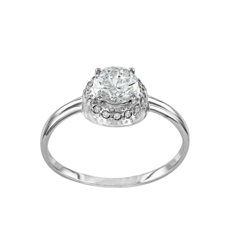 Lady´s ring in white gold of 585 assay value (14K) with zirconia 