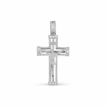 Weißgold 585° Anhänger - Kreuz mit Zirkonia 