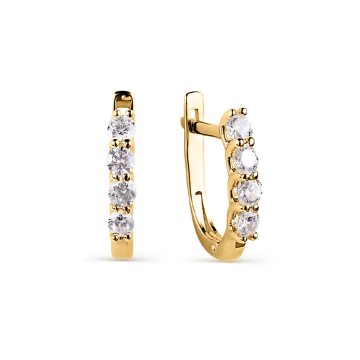 Earrings for in yellow gold of 585 assay value (14ct) with zirconia 