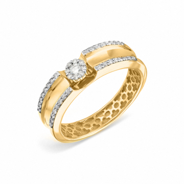 Lady´s ring in white yellow gold of 585 assay value with diamonds 