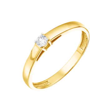 Lady´s ring in white yellow gold of 585 assay value with diamonds 