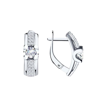 Earrings in white gold of 585 assay value with zirconia 