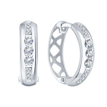 Earrings in white gold of 585 assay value with zirconia 