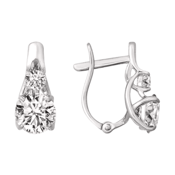 Earrings in white gold of 585 assay value with zirconia 