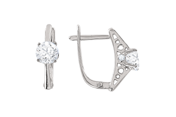 Earrings in white gold of 585 assay value with zirconia 