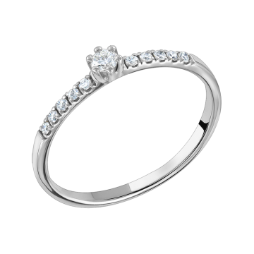 Lady´s ring in white gold of 585 assay value (14K) with diamonds 