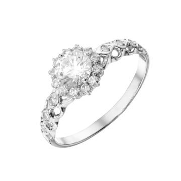Lady´s ring in white gold of 585 assay value (14K) with zirconia 