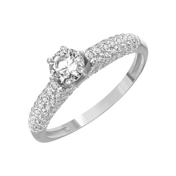 Lady´s ring in white gold of 585 assay value (14K) with zirconia 