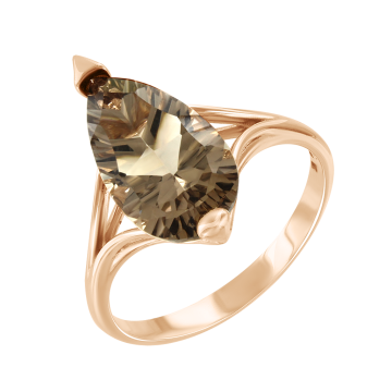 Damenring aus Rotgold 585° mit Rauchquarz 