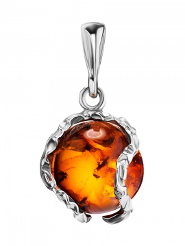 Silver pendant with amber 
