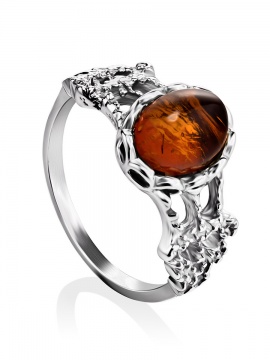 Silver ring with amber 17,0 mm