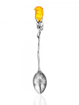 Infant silver spoon with amber 