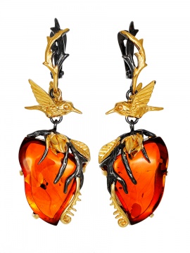 Ohrringe aus Silber 925° Rotgold vergoldet mit Bernstein 