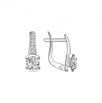 Earrings in white gold of 585 assay value with zirconia Swarovski 