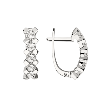 Earrings in white gold of 585 assay value with zirconia 