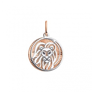 Pendant zodiac sign "Leo" in red and white gold 