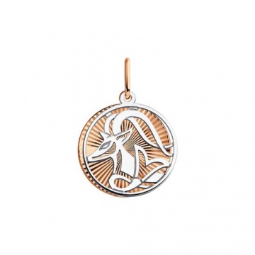 Pendant zodiac sign "Capricorn" in red and white gold 