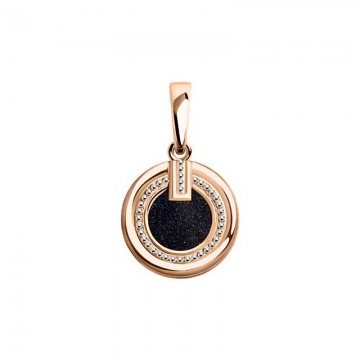 Pendant in red gold of 585 assay value with black enamel 