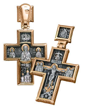 Orthodox cross pendant in gold-plated silver 
