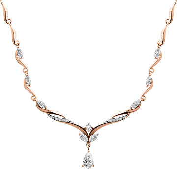 Necklace in red gold of 585 assay value with zirconia 