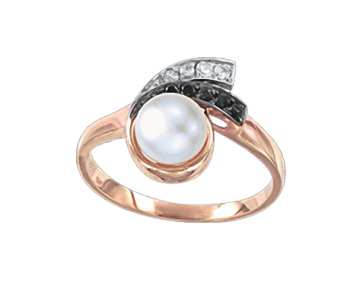 Lady´s ring in red gold of 585 assay value with zirconia, pearls 