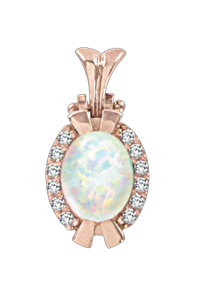 Pendant in red gold of 585 assay value with  opal, zirconia 