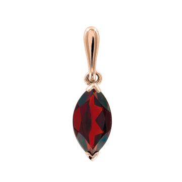 Pendant in red gold of 585 assay value with garnet 