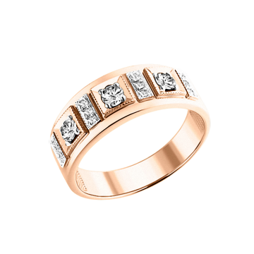 Lady´s ring in red gold of 585 assay value with diamonds 