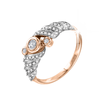 Женское кольцо из красного и белого золота с бриллиантами 