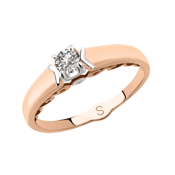 Lady´s ring in red and white gold of 585 assay value with diamonds 