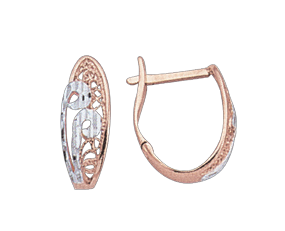 Infant earrings in red gold of 585 assay value (14ct) 