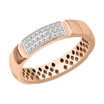 Lady´s ring in red gold of 585 assay value with diamonds 17,0 mm