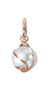 Pendant in red gold of 585 assay value with natural pearl 