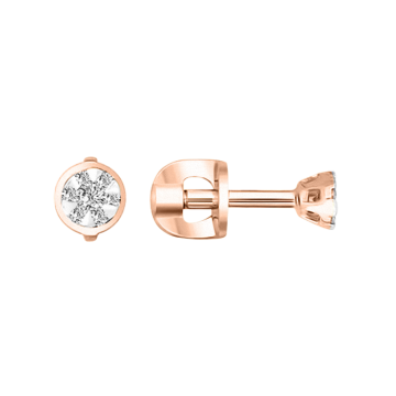 Earrings in red gold of 585 assay value with diamonds 