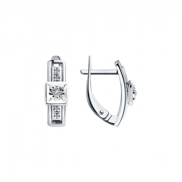 Earrings in white gold of 585 assay value with diamonds 