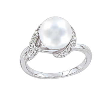 Женское серебряное кольцо 925 пробы с фианитами и жемчугом 