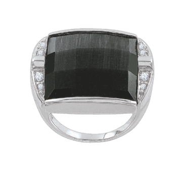Damen-ring aus 925er Silber mit Katzenauge, Zirkonia 