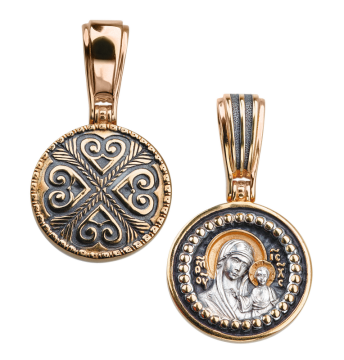 Orthodoxer Ikonenanhänger „Mutter von Kasan“, Silber 925, vergoldet 999° 