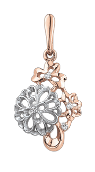 Pendants in red and white gold of 585 assay value with zirconia 