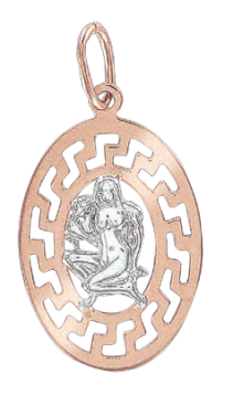 Pendant zodiac sign "Virgo" in red and white gold 