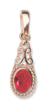 Pendant in red gold of 585 assay value with ruby syn. 