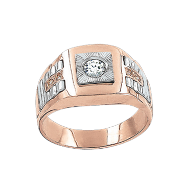Man's ring in red gold of 585 assay value with zirconia 