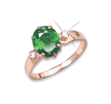 Lady´s ring in red gold of 585 assay value with emerald syn., zirconia 