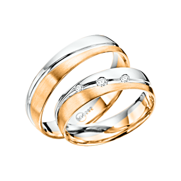Обручальное кольцо из белого и желтого золота 