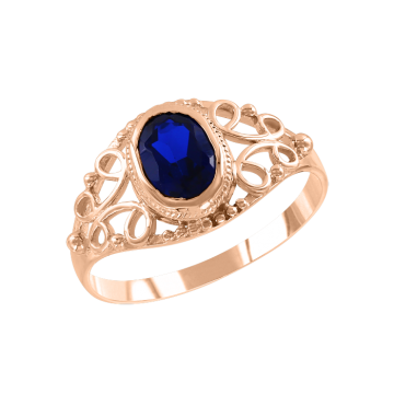 Женские кольцо из красного золото 585 пробы с сапфиром 