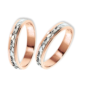 Wedding ring in red and white gold of 585 assay value 