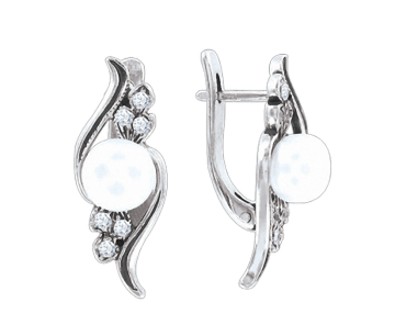 Ohrringe aus 925er Sterling Silber mit echte Perlen, Zirkonia 