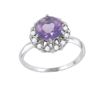 Silver ring with zirconia and amethyst 